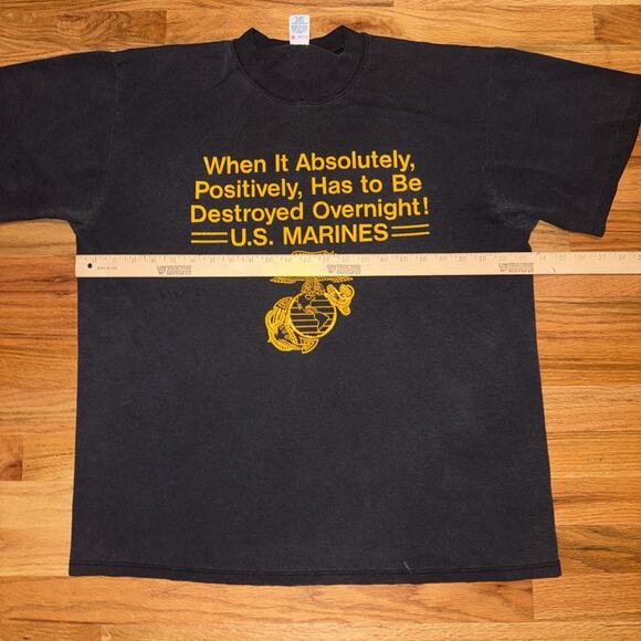 RARE! Single Stitch Vtg Funny US Marines T-Shirt Gray Size XL Semper Fidelis - Picture 6 of 10